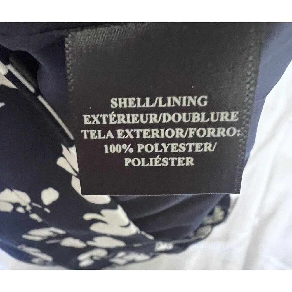 Ann Taylor Pleated Trumpet Skirt Sz 8 Navy with White Floral Lined - Picture 8 of 9